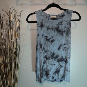 Baby blue and black tye-dye tank top